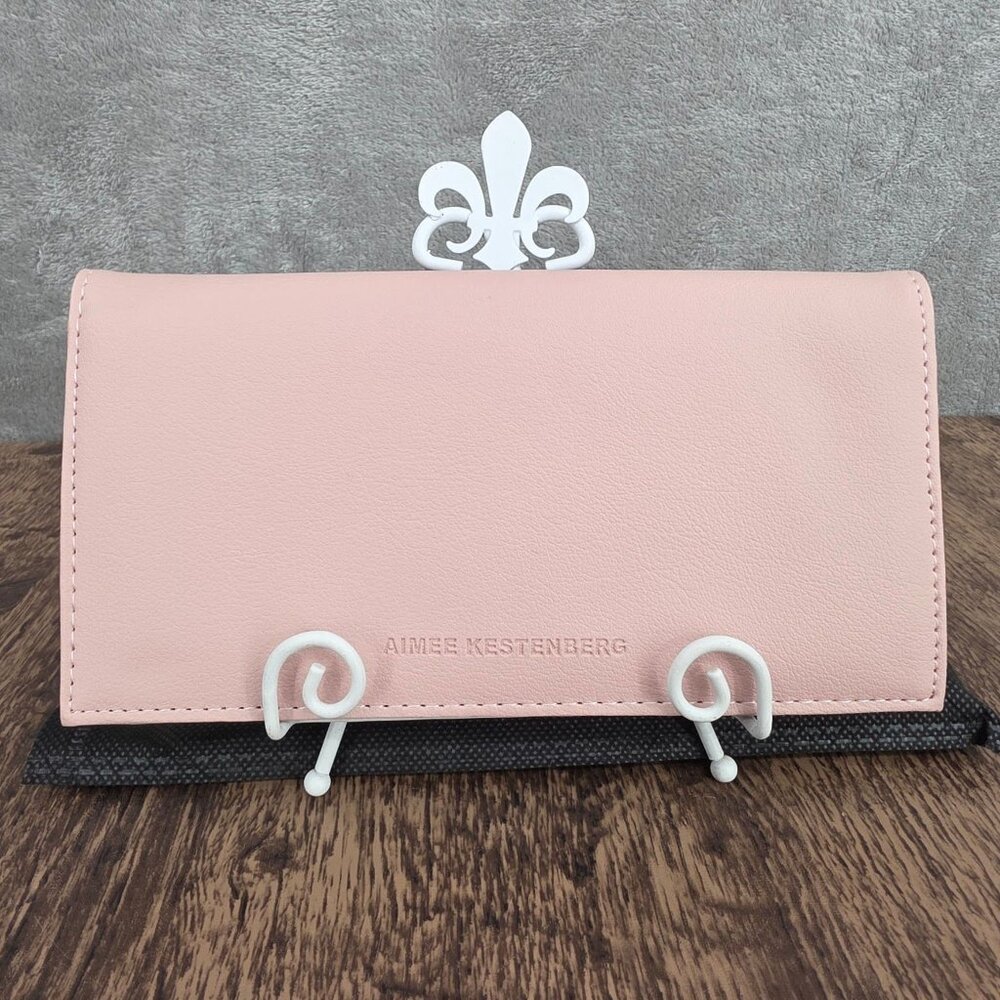 Aimee Kestenberg Marietta Flat Wallet Long Bifold Vegan Leather Blush Pink Slim